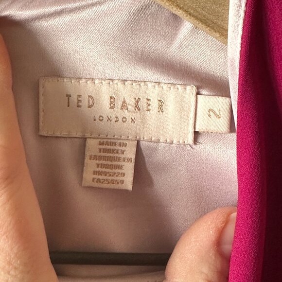 Women's 2 (6) Ted Baker London Magenta Polly Structured Bow Mini Dress Bold Fun - Picture 8 of 11